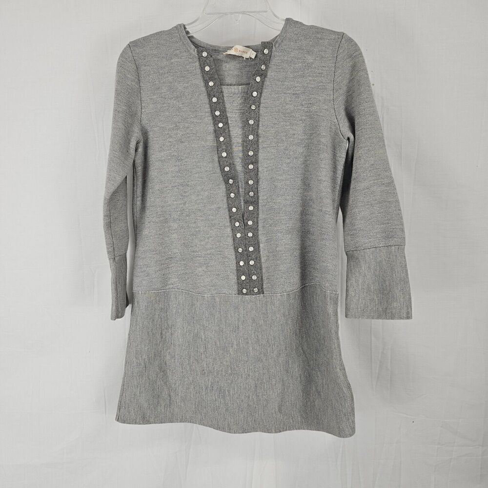Tory Burch Yessica Sweater In Gray 3/4 Sleeve Tunic Women's Size Small